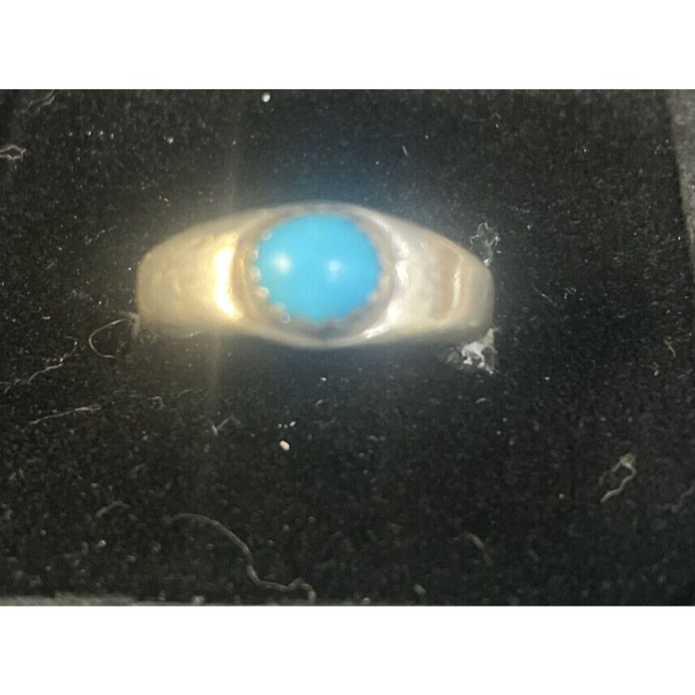 Estate Sterling Silver Native American Turquoise Small Size Ring